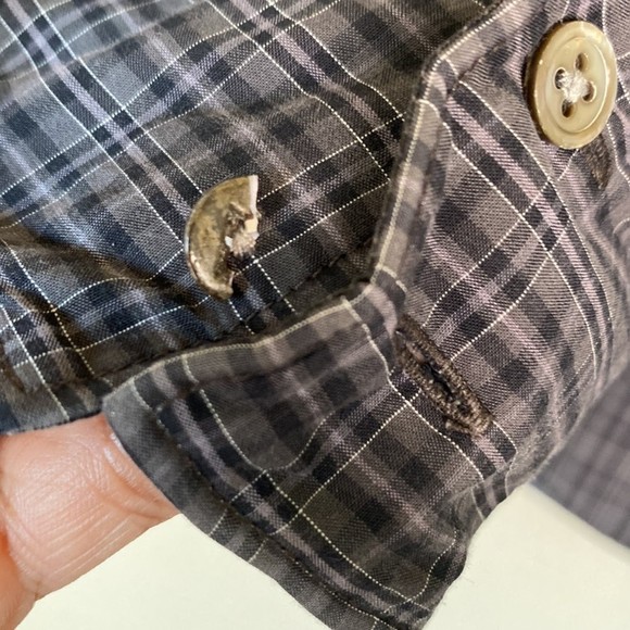 John Varvatos Stripped Checkered Black Gray Long Sleeve Button Down Men's L - Picture 6 of 6